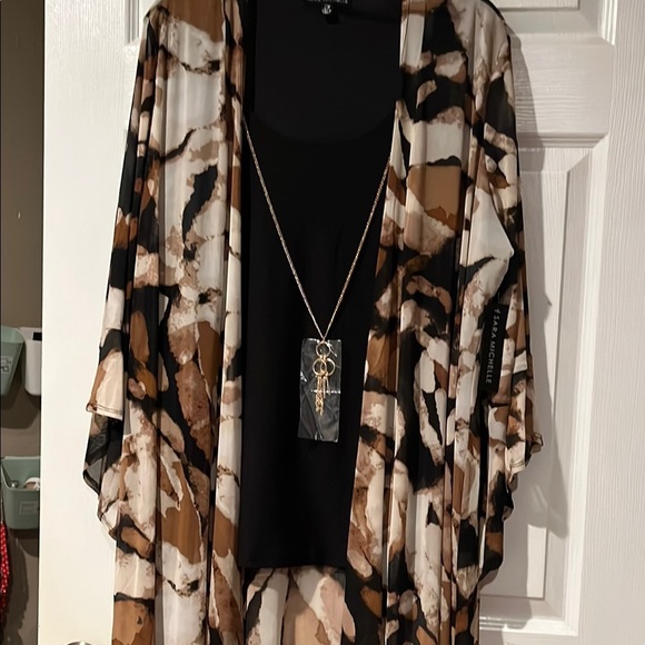 Michelle Abstract Print Cardigan - Black, Brown, Cream - Picture 2 of 7